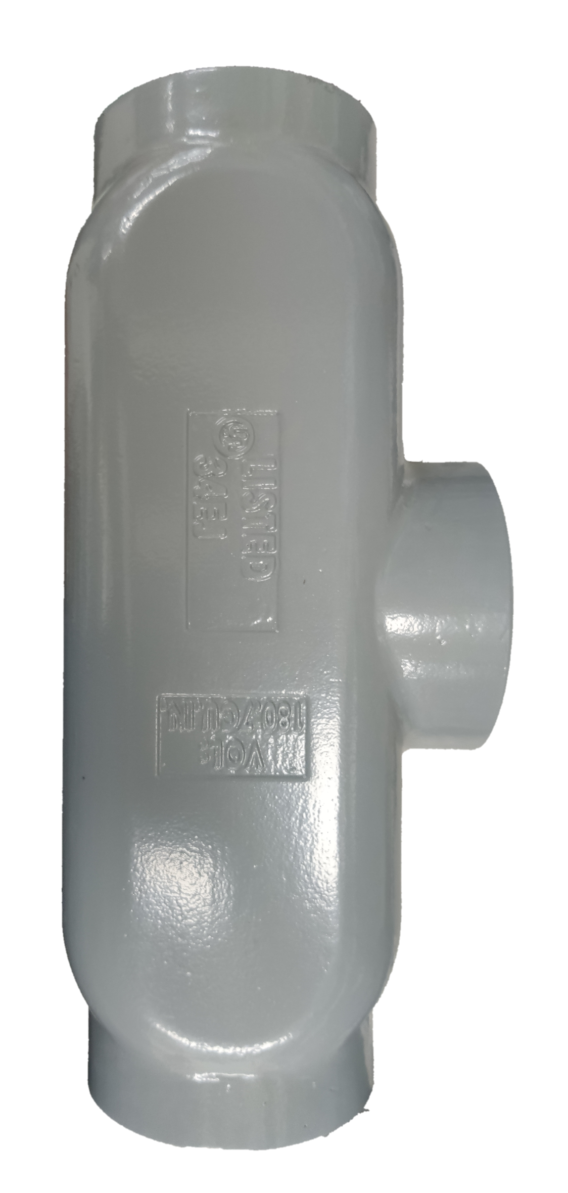 Local vendor metal tee conduit 85mm electrical circuitry part with smooth gray finish