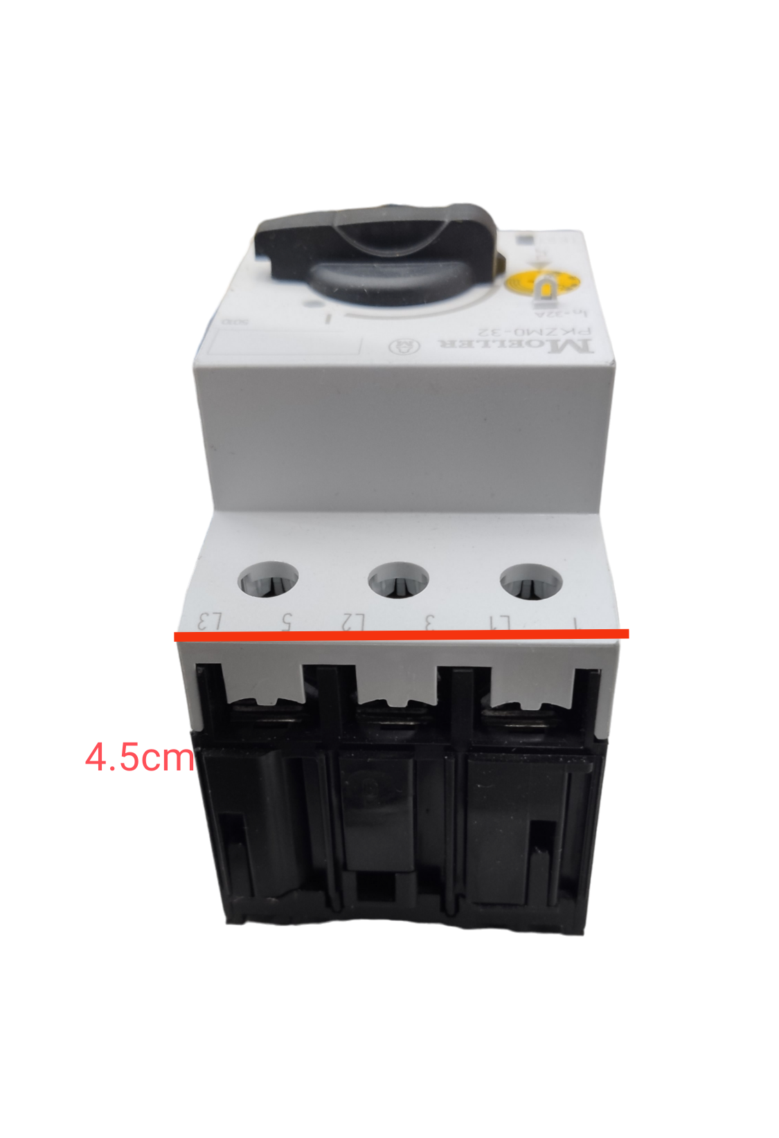 Electx Electrical Supply 220V industrial isolator switch with black rotary handle and three-pole design