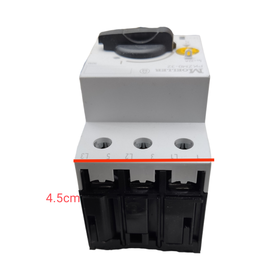 Electx Electrical Supply 220V industrial isolator switch with black rotary handle and three-pole design
