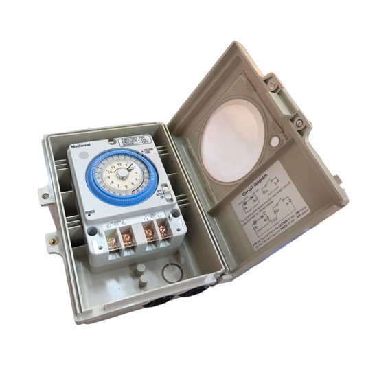 National Quartz Automatic Time Switch in protective enclosure for power control and automation