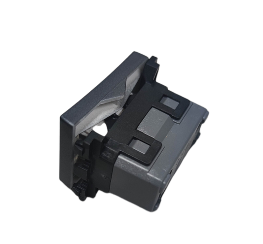 Omni 1 Way Illuminated Switch Medium in metallic grey showing rear mounting clips and rocker module for lighting