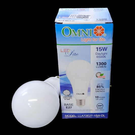 Omni 15W LED Bulb E27 220V A72 with 1300 lumens and daylight 6500K brightness