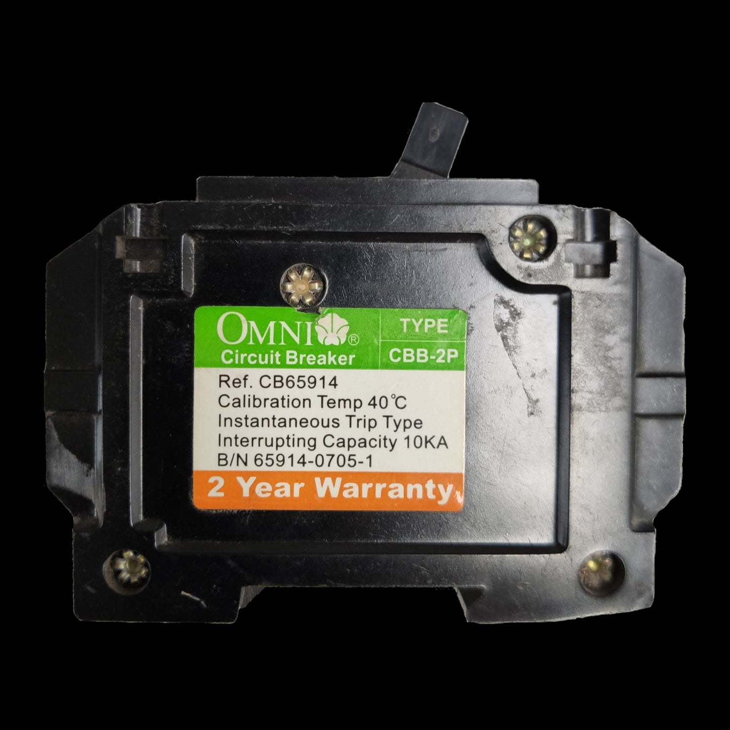 Omni 30A Circuit Breaker Bolt-on Type electrical component with calibration temp 40 degrees and 2 year warranty
