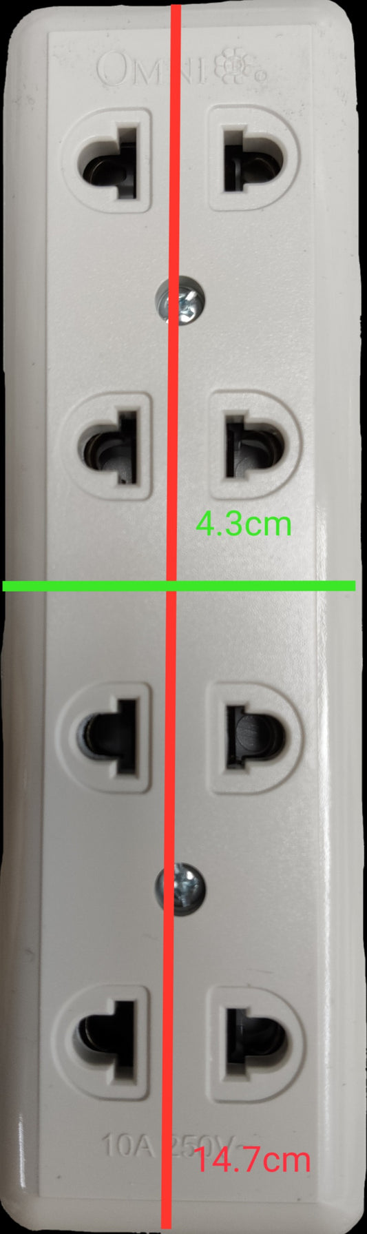 Omni 4 gang extension outlet white electrical socket strip with six plug points