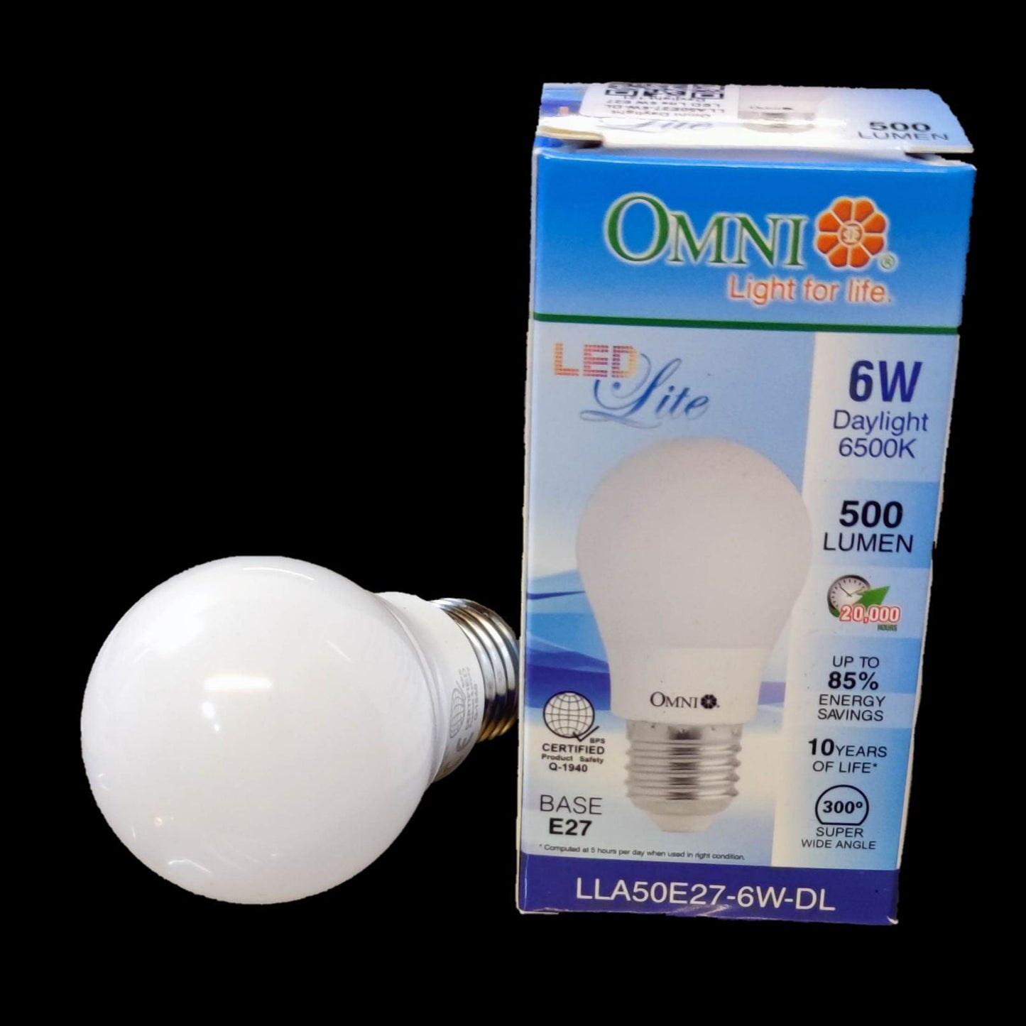 Omni 6W LED bulb E27 with 500 lumens and 6500K daylight color for energy-efficient lighting