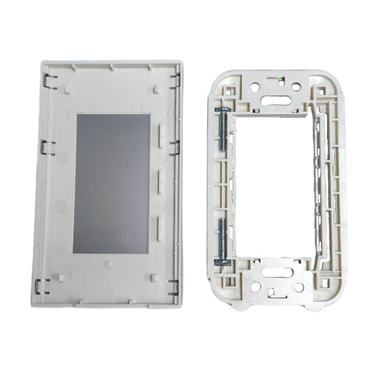 Omni chrome blank plate cover with white mounting frame for power points switches and plugs