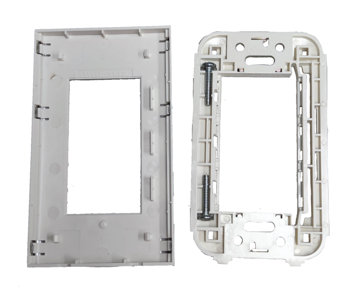 Omni device plate cover WWP-113S white plastic power point switch and plug frame components