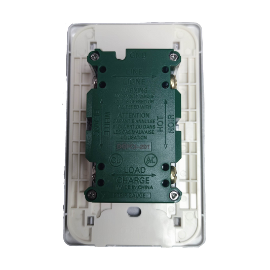 Omni GFCI 2 gang outlet 220V in white with safety features for reliable electrical connections