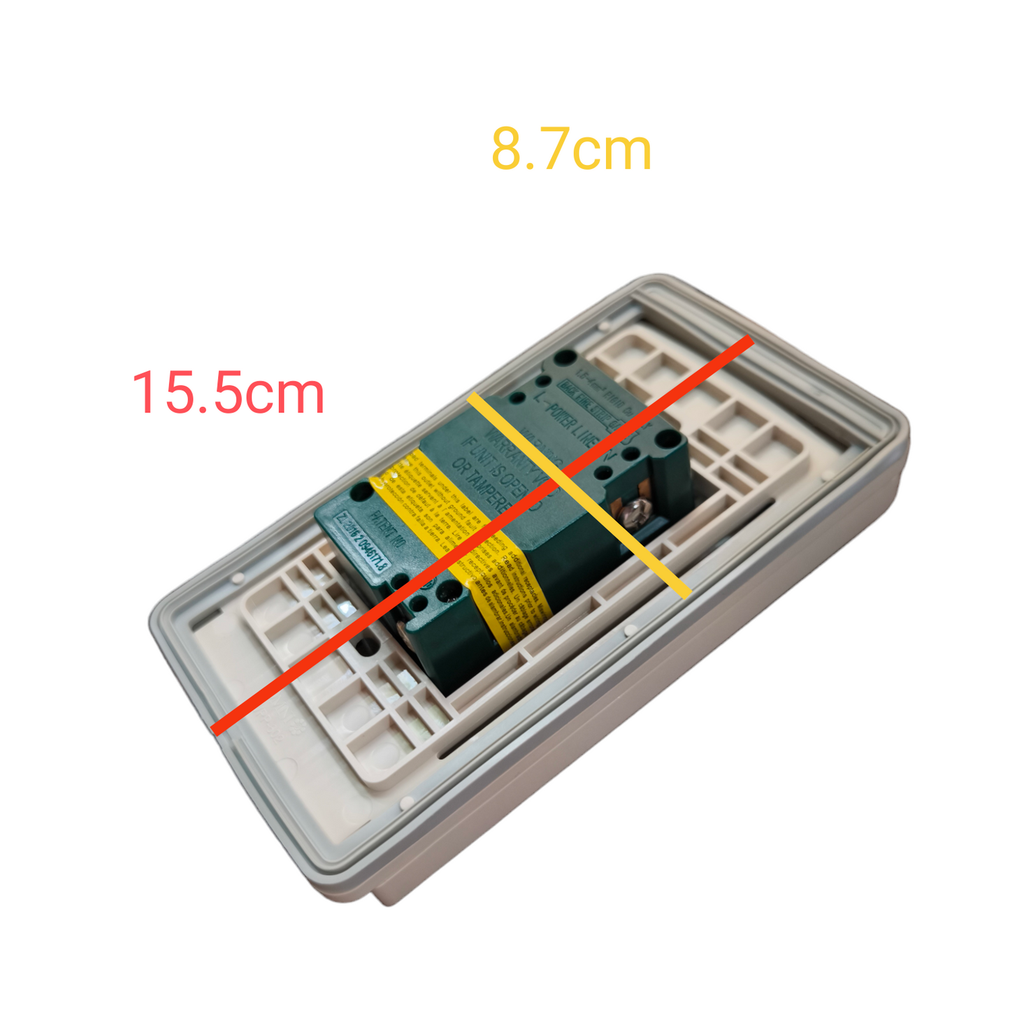 Omni Royu GFCI Duplex Outlet 20A 250V with dimensions 15.5cm by 8.7cm for power points and switches