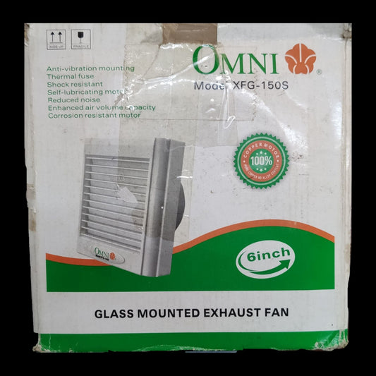 Omni glass mounted exhaust fan model XFG-150S 6 inch with anti-vibration and corrosion resistant motor