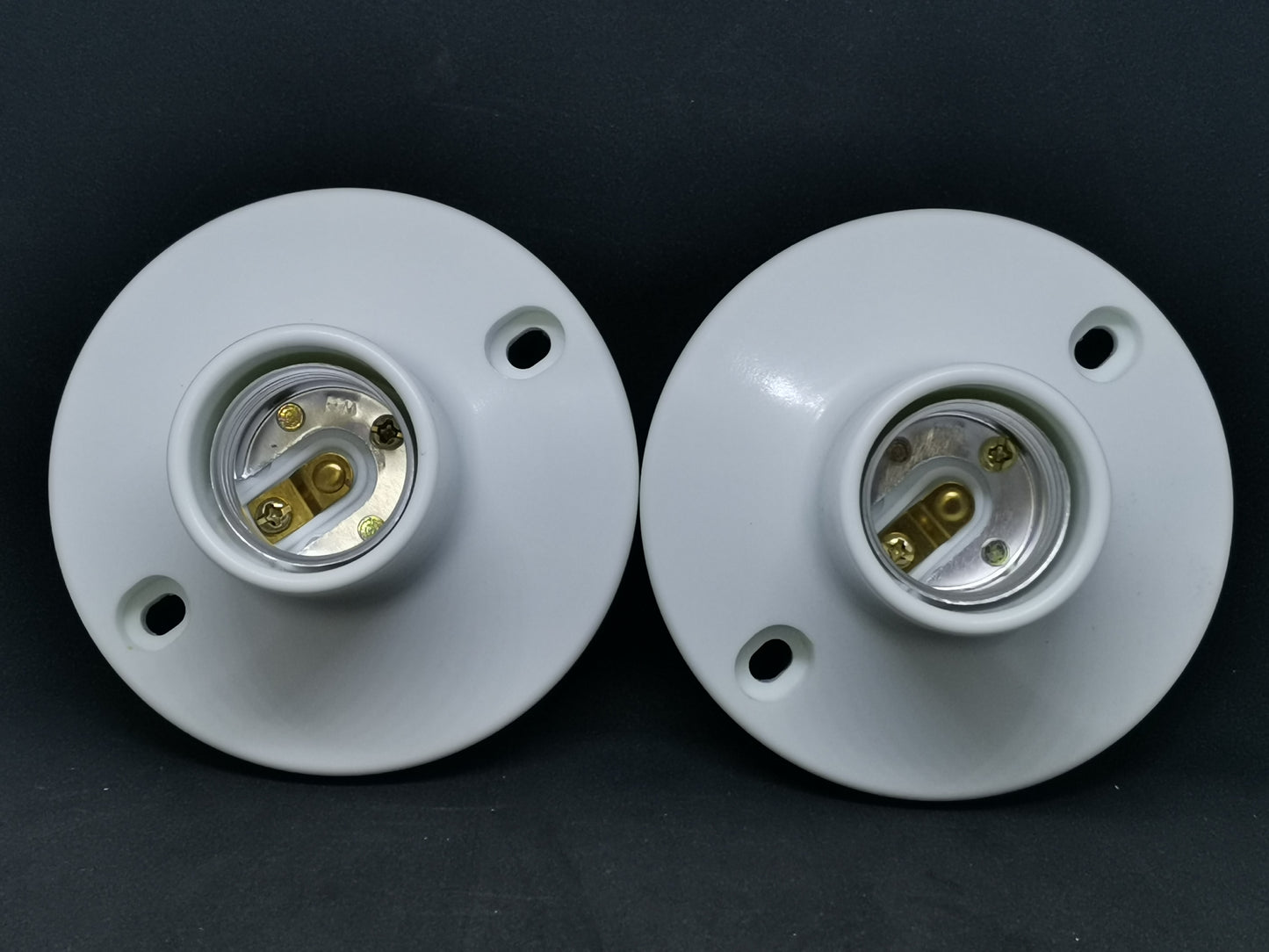 Omni E27 socket 250V white ceramic ceiling lamp holders set of two with screw mounting and brass contacts