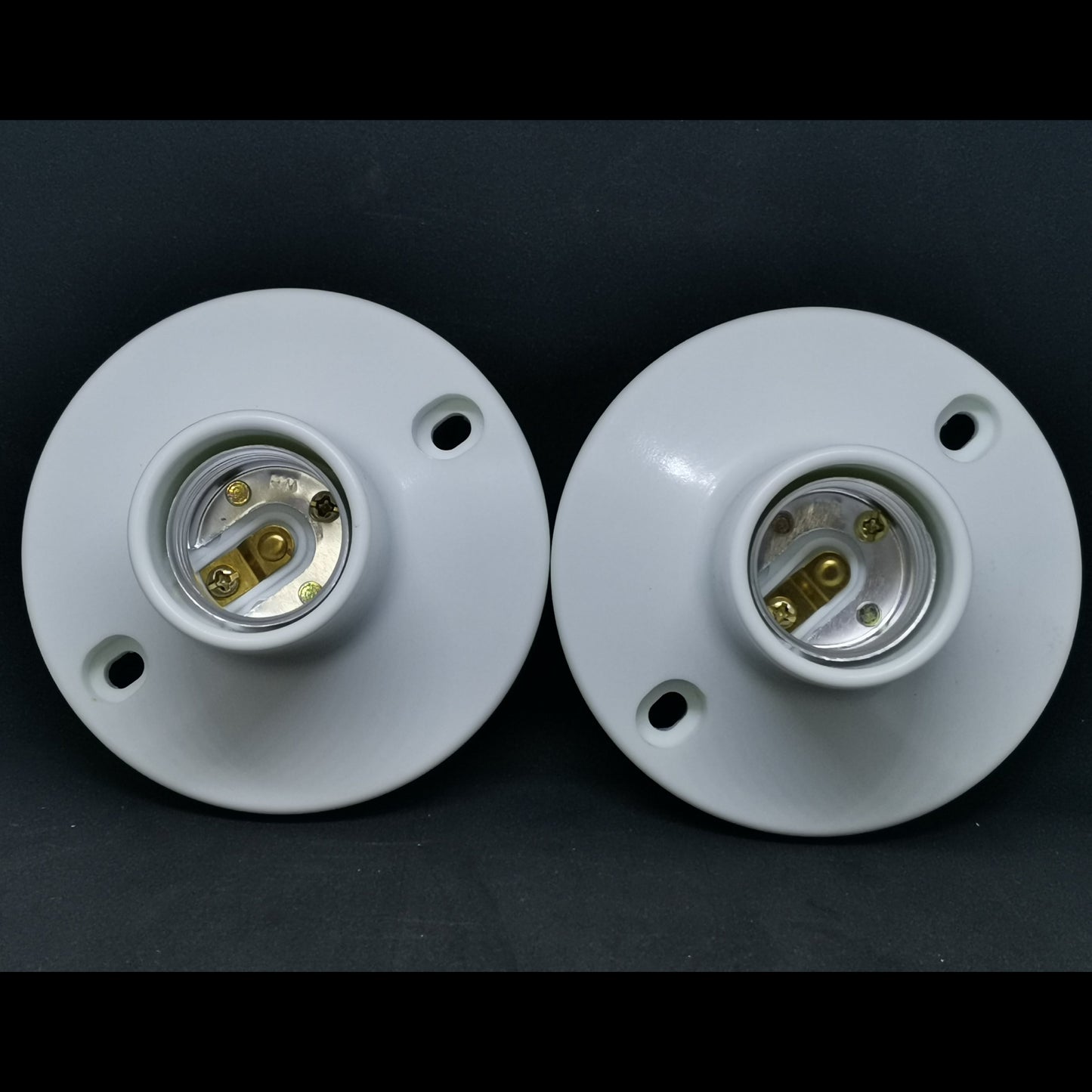 Omni E27 socket 250V white ceramic ceiling lamp holders set of two with screw mounting and brass contacts