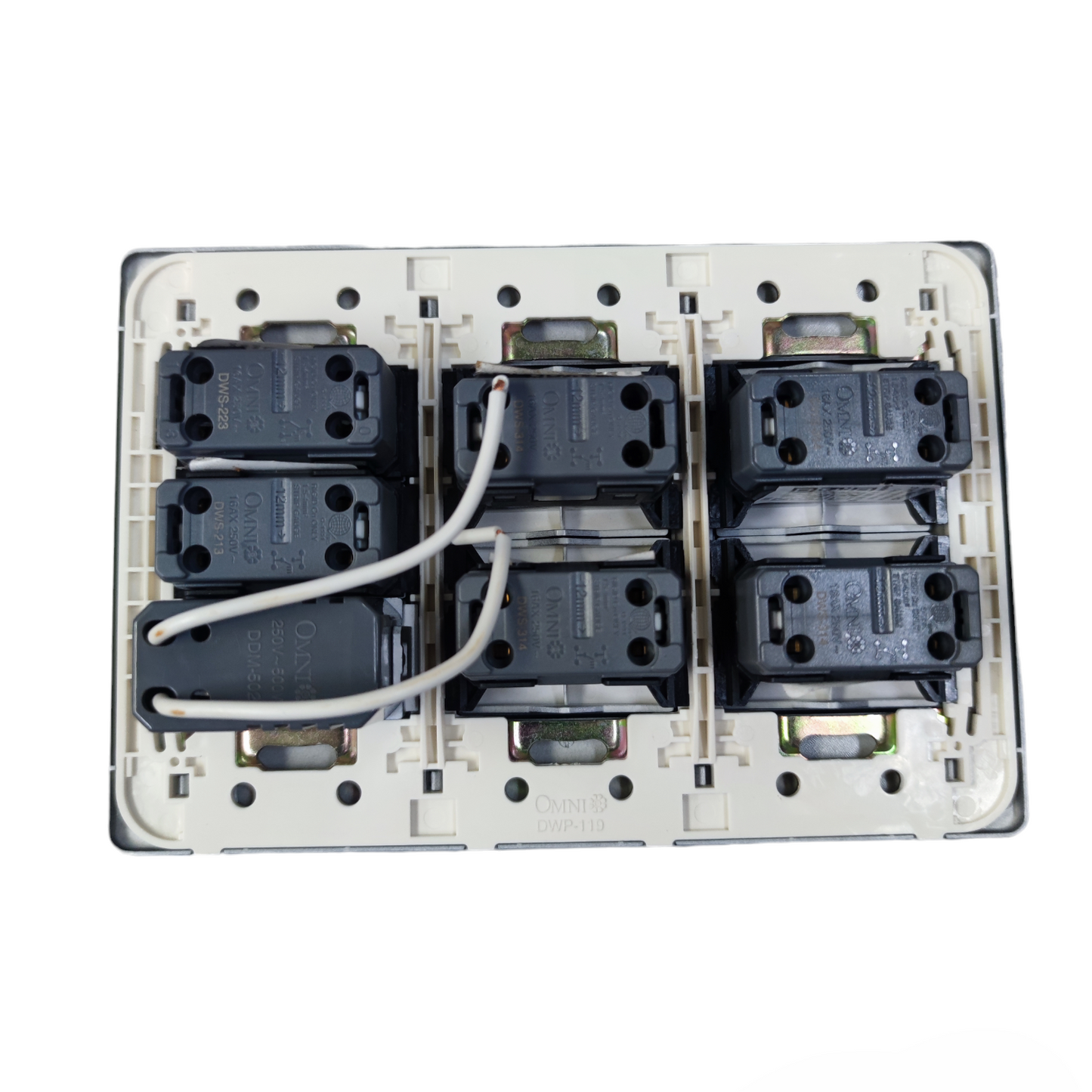 Omni 1 Way 1 Device with 500W Dimmer Switch showing back wiring and switch mechanism