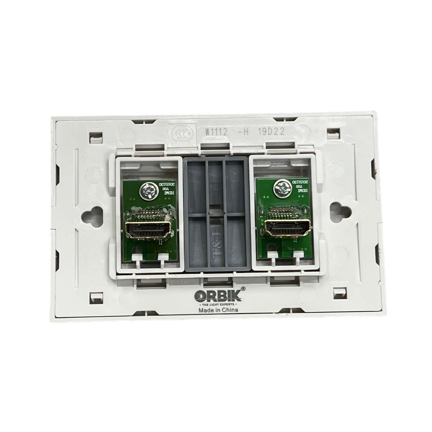 T&J HDMI Outlet with Plate Cover featuring dual HDMI ports for easy connectivity