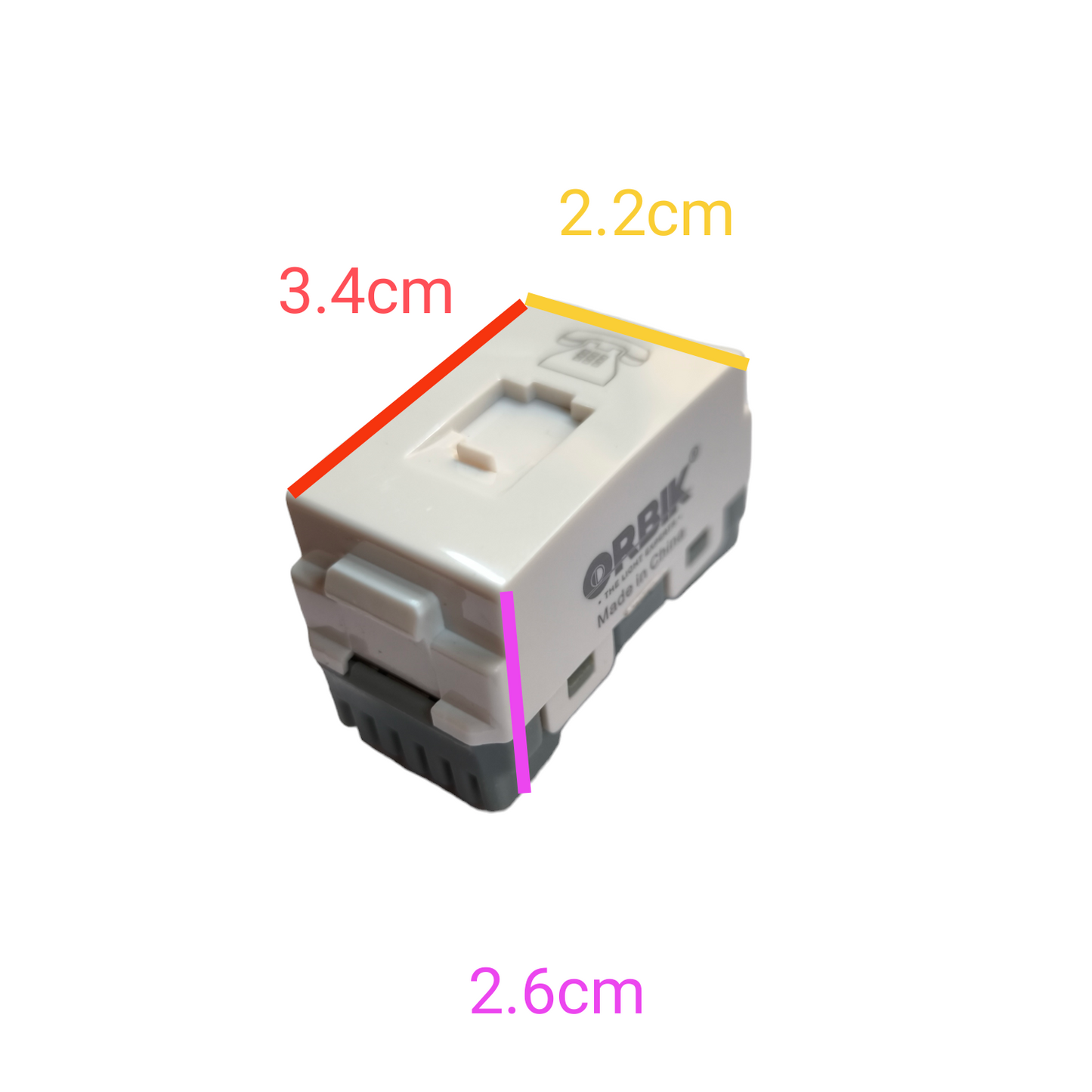 T&J Telephone Outlet 4C white modular connector for power points switches and plugs