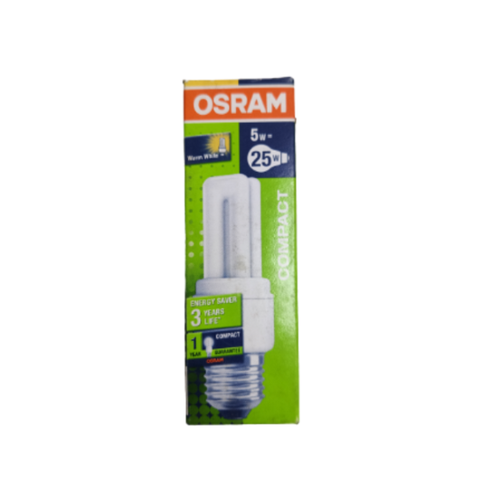 Osram 5W CFL 220V 2U Warm White compact fluorescent bulb energy saver with 3 years life