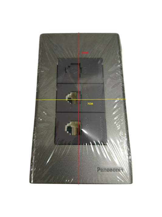 Panasonic 3 gang CAT6 data outlet with sleek design and three data ports for efficient connectivity