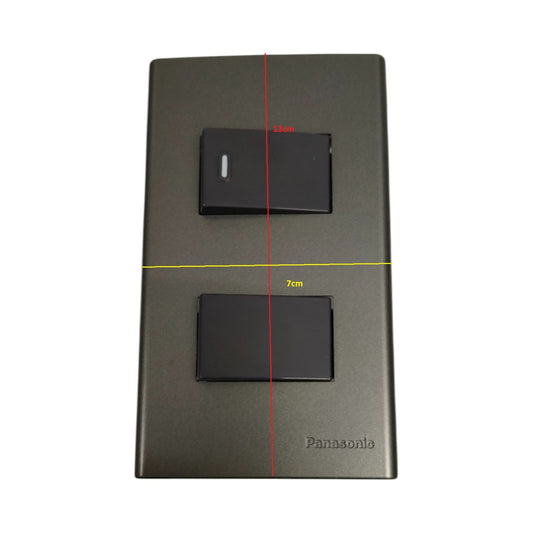 Panasonic combination 4 way 1 way switch 16A 250V with dual black rocker switches on gray plate