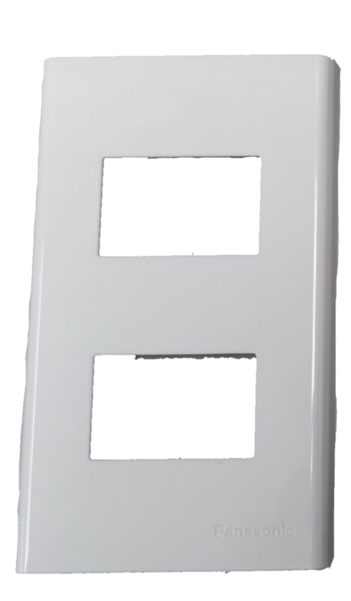 Panasonic 2 gang plate wide series white glossy plastic faceplate with two rectangular switch openings