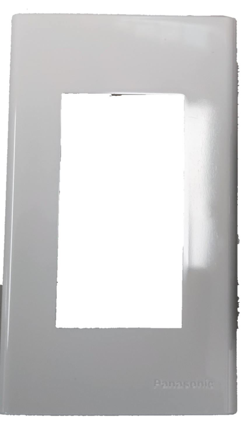 White glossy Panasonic 3 gang plate wide series wall faceplate with large rectangular opening for switches