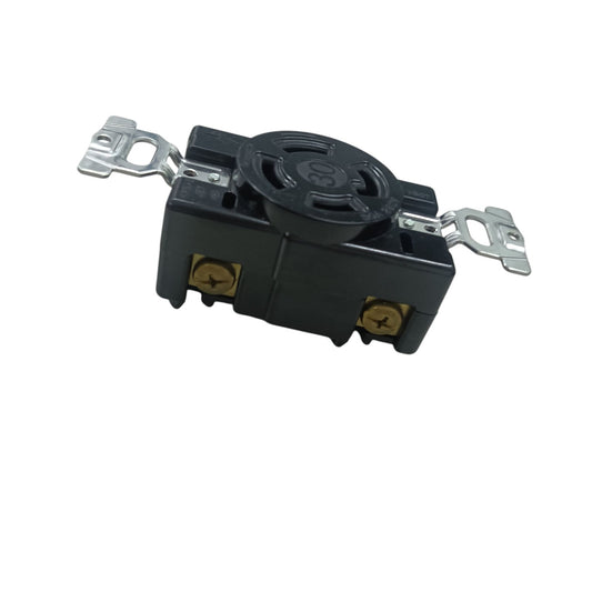 Panasonic 30A twist lock outlet 4 Wire black nylon twistlock receptacle with mounting ears and brass terminals