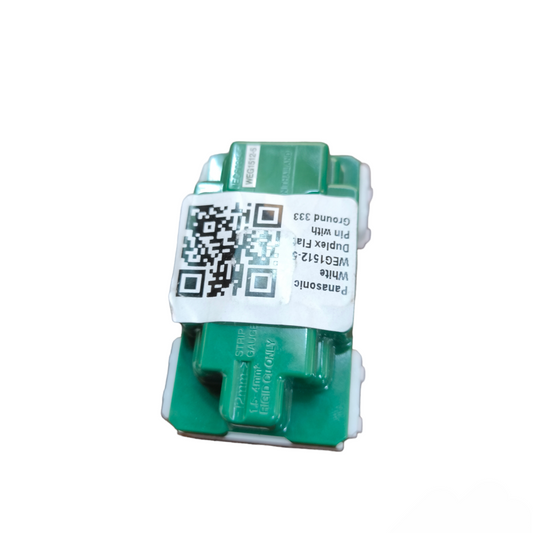 Panasonic duplex outlet 220V 15A green modular in wall receptacle unit with QR code label