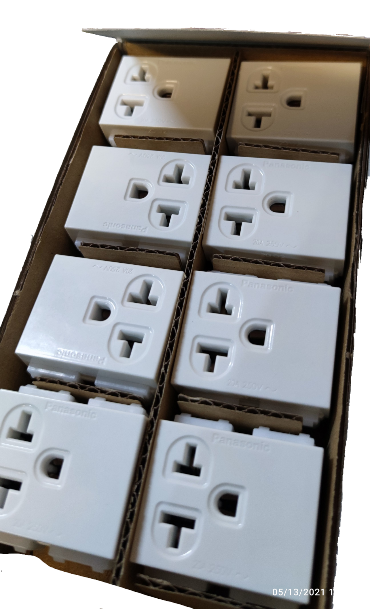 Panasonic Receptacle Quick Connect Terminal 20A power points and plugs neatly packed in a box