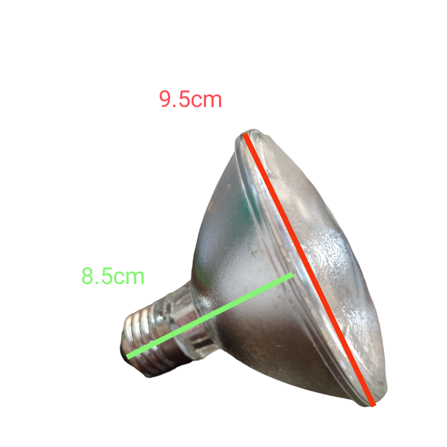 Philips halogen bulb Par 30 75W E27 220V with dimensions of 9.5cm diameter and 8.5cm length