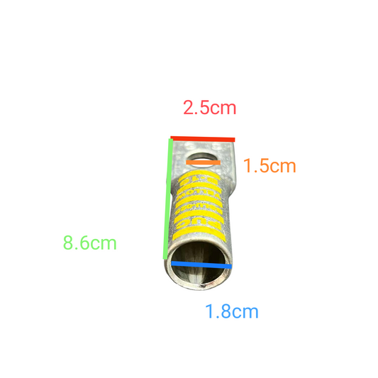 Pennunion Terminal Lugs Long Barrel 125mm electrical connector with detailed size measurements