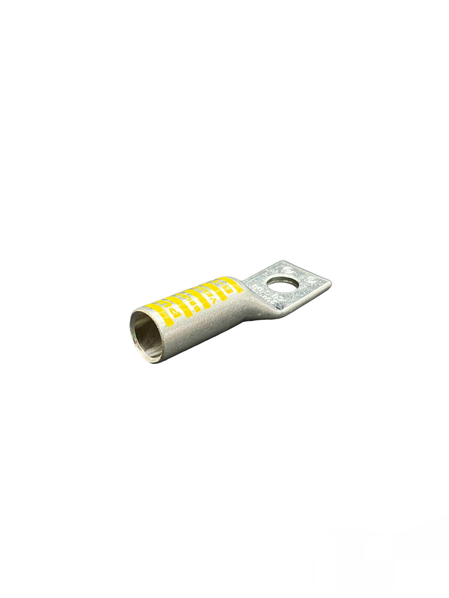 Pennunion Terminal Lugs Long Barrel 125mm silver electrical connector with yellow labeling