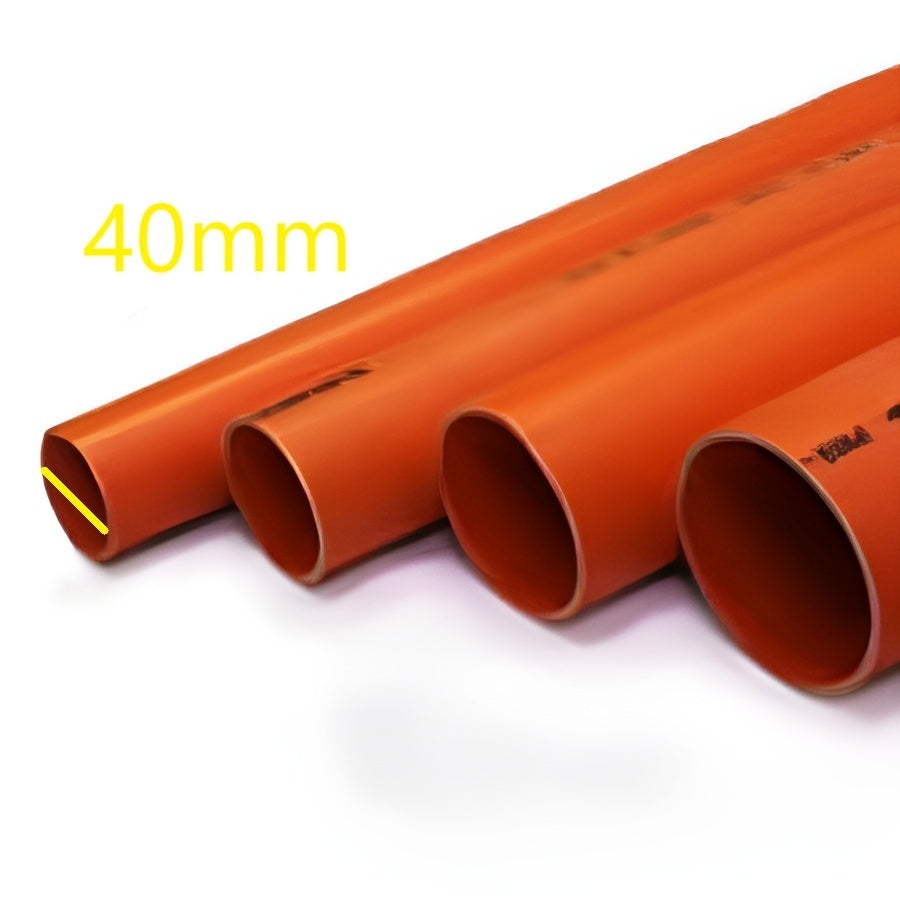 Atlanta 40mm PVC Electrical Pipes in orange arranged side by side for electrical conduit use