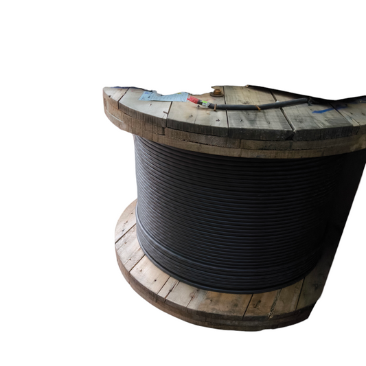 Phelps Dodge 30mm 3 core power cable neatly coiled on a wooden spool for electrical use