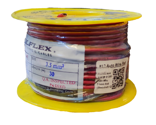 Philflex Autowire AWG 12 (3.5 mm) Automotive Wire Auto Wire Red 30 Meters 1 Roll Electx Electrical Supply