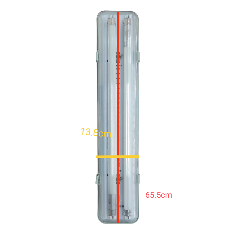 Philips Opple 2x8W LED ECOFIT daylight lighting fixture with clear casing and dimensions