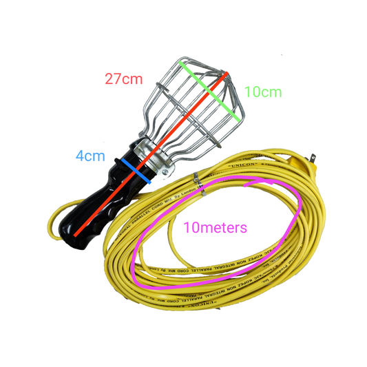 Kopez portable trouble light E27 socket with protective metal cage and 10 meter yellow power cord