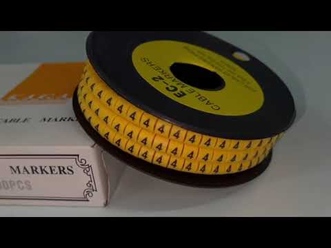 Grippes Cable Marker "4" 3.6mm to 5.2mm Color Yellow 1roll 500pcs EC-2Y