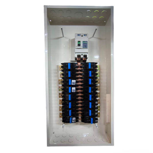 Koten Panel Board 225A 2Pole 250SPS white metal electrical panel with dual breaker rows and main switch
