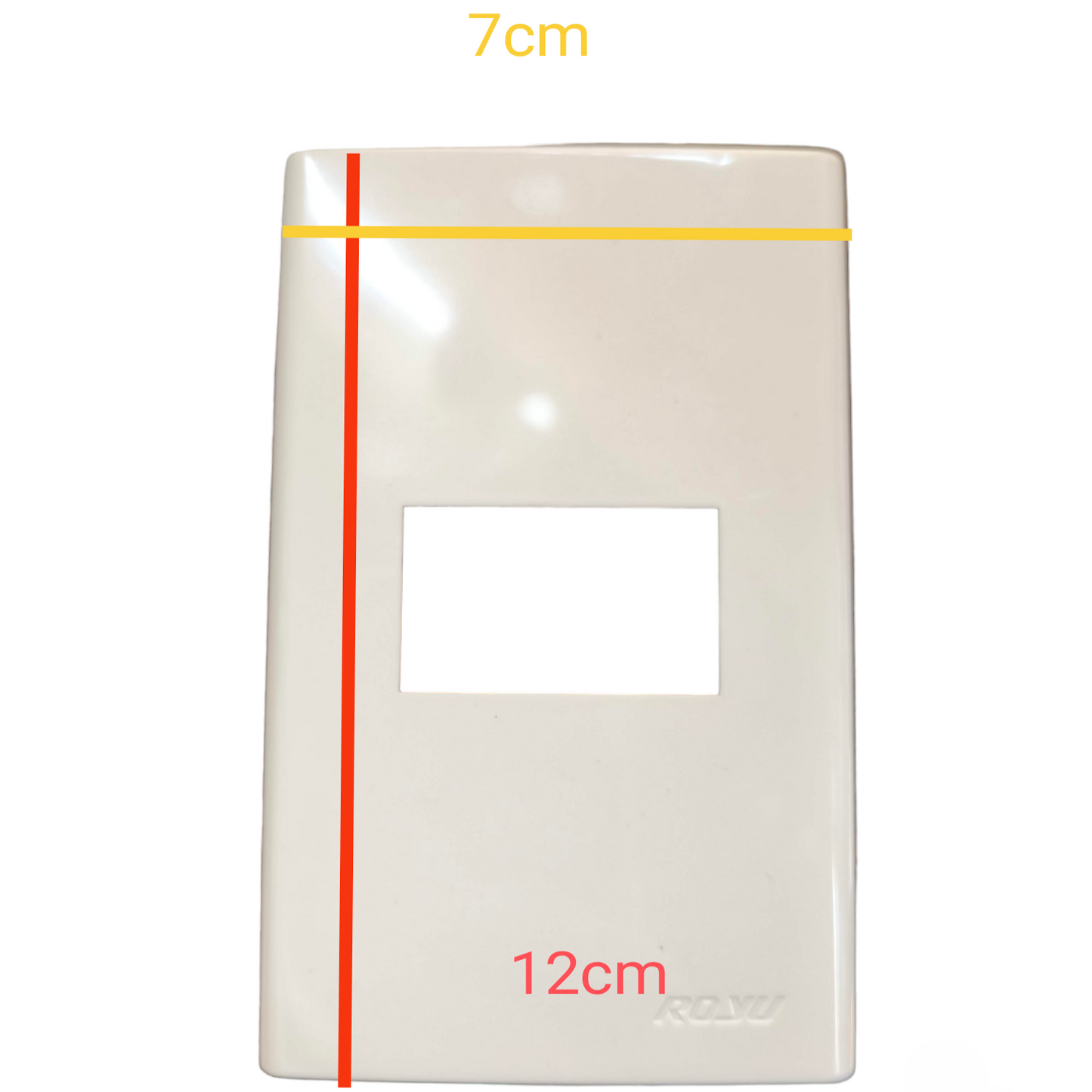 RWP1 wall plate cover Royu white plastic single module faceplate with rectangular cutout 7cm by 12cm