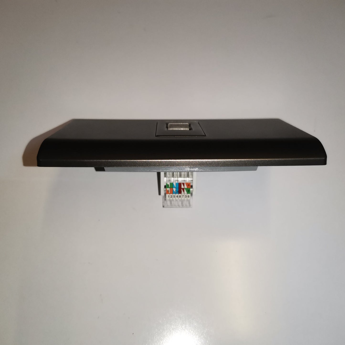 Royu 1 Gang LAN Outlet with Plate Dark Gray showing single RJ45 port and rear wiring