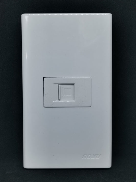 Royu white wall plate with single RJ45 keystone jack 1 Gang LAN Outlet Cat5e for home network