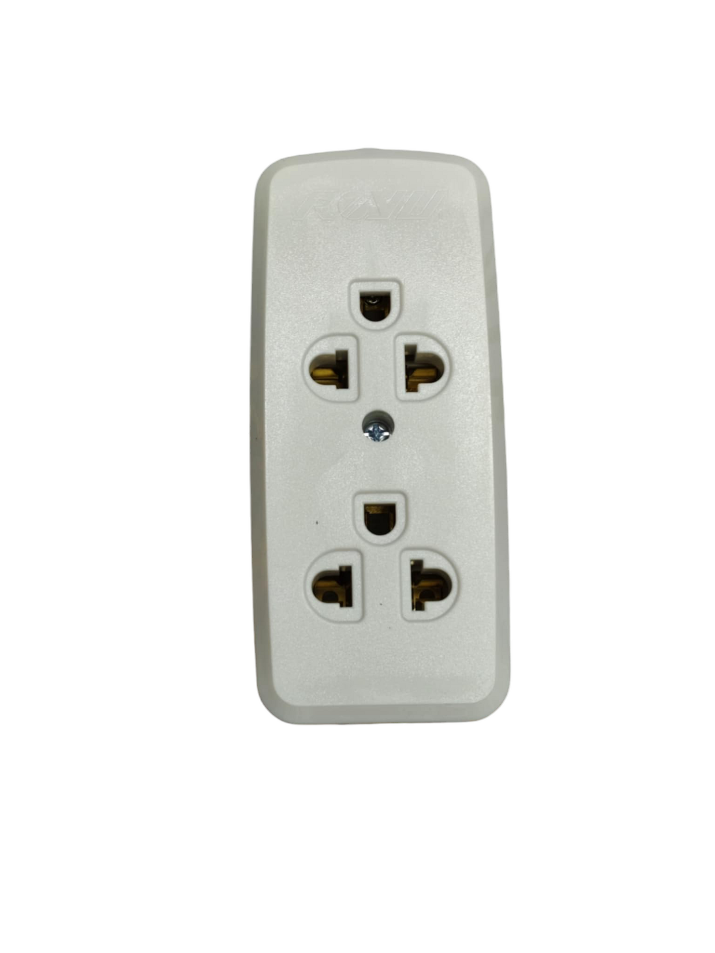 Royu 2 gang universal outlet with ground in white electrical socket for multiple plug types