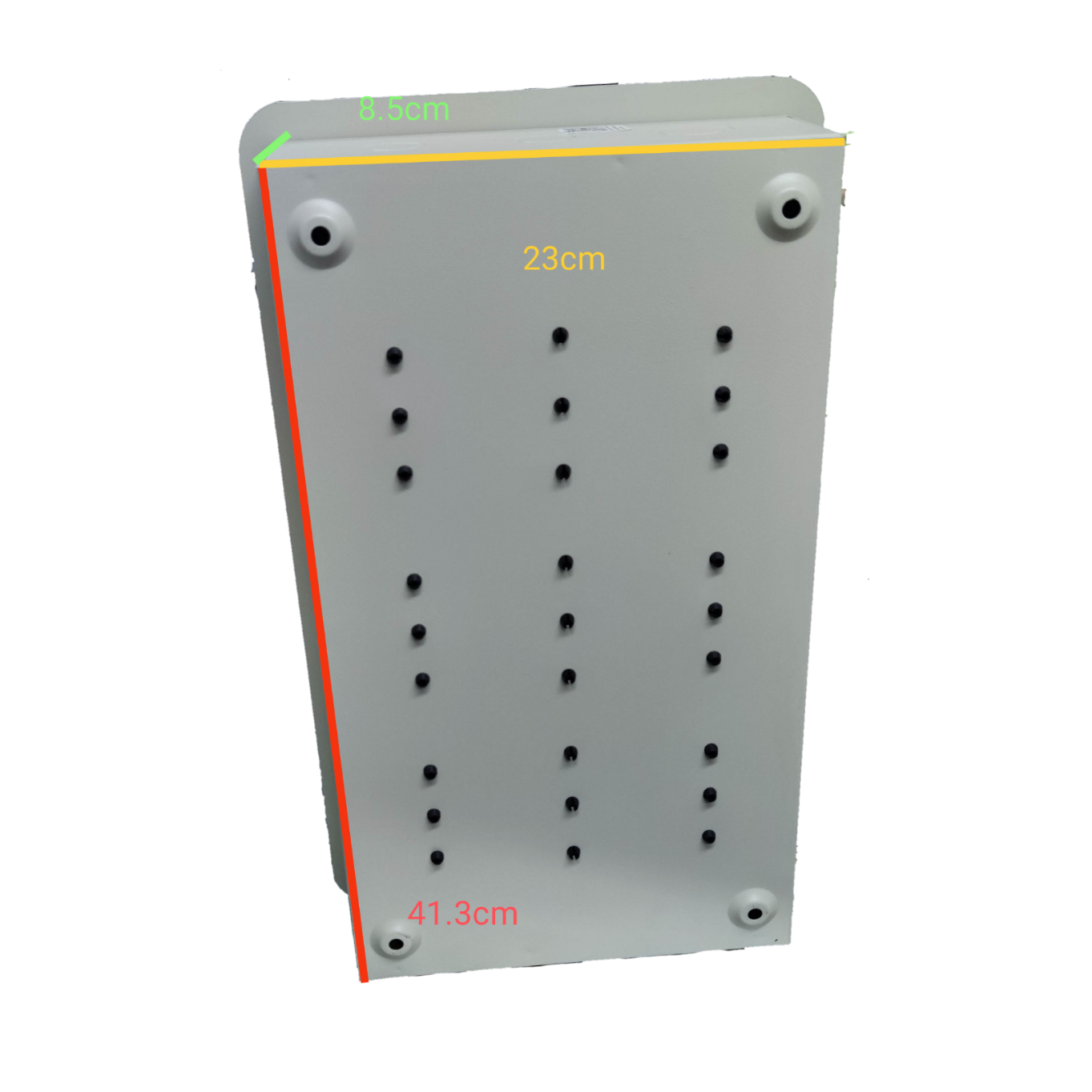 Royu 6x6 two pole plug in panel box white electrical circuitry part with measurement markings