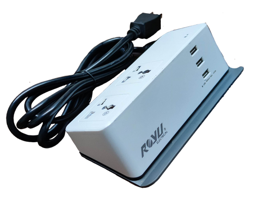 Royu Desk Extension Cord with 2 Gang featuring USB ports and power sockets for convenient workspace charging