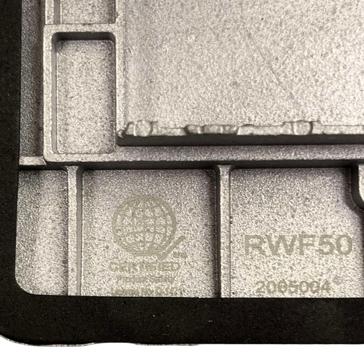 Close-up of Royu Duplex Universal Outlet with Ground 16A showing embossed certification and model details
