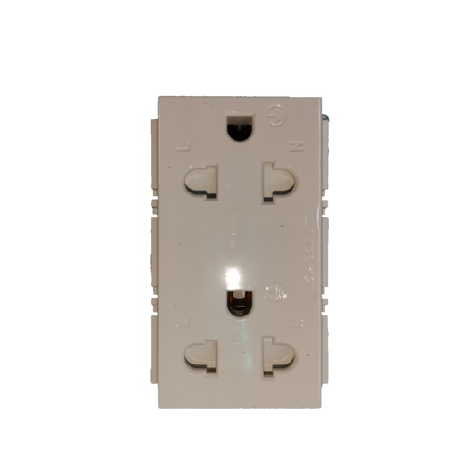Royu Universal Duplex Outlet with Shutter in white for safe and versatile electrical connections