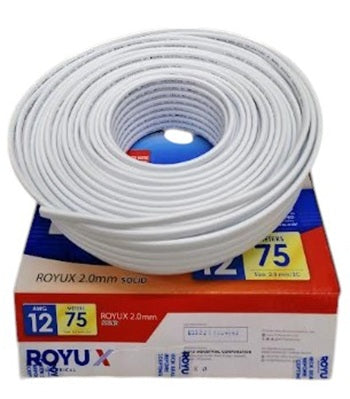 Royu AWG 12 2C duplex solid wire coil in white for efficient cable management
