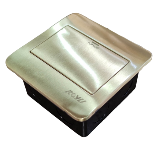 Royu Floor Outlet Fixture Gold For Wide Series with brushed metal finish and flip cover for power access