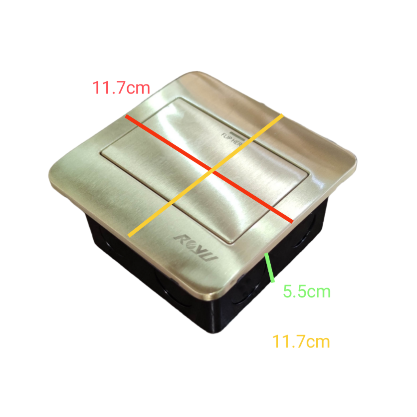 Royu Floor Outlet Fixture Gold For Wide Series with square gold cover and flush mount design