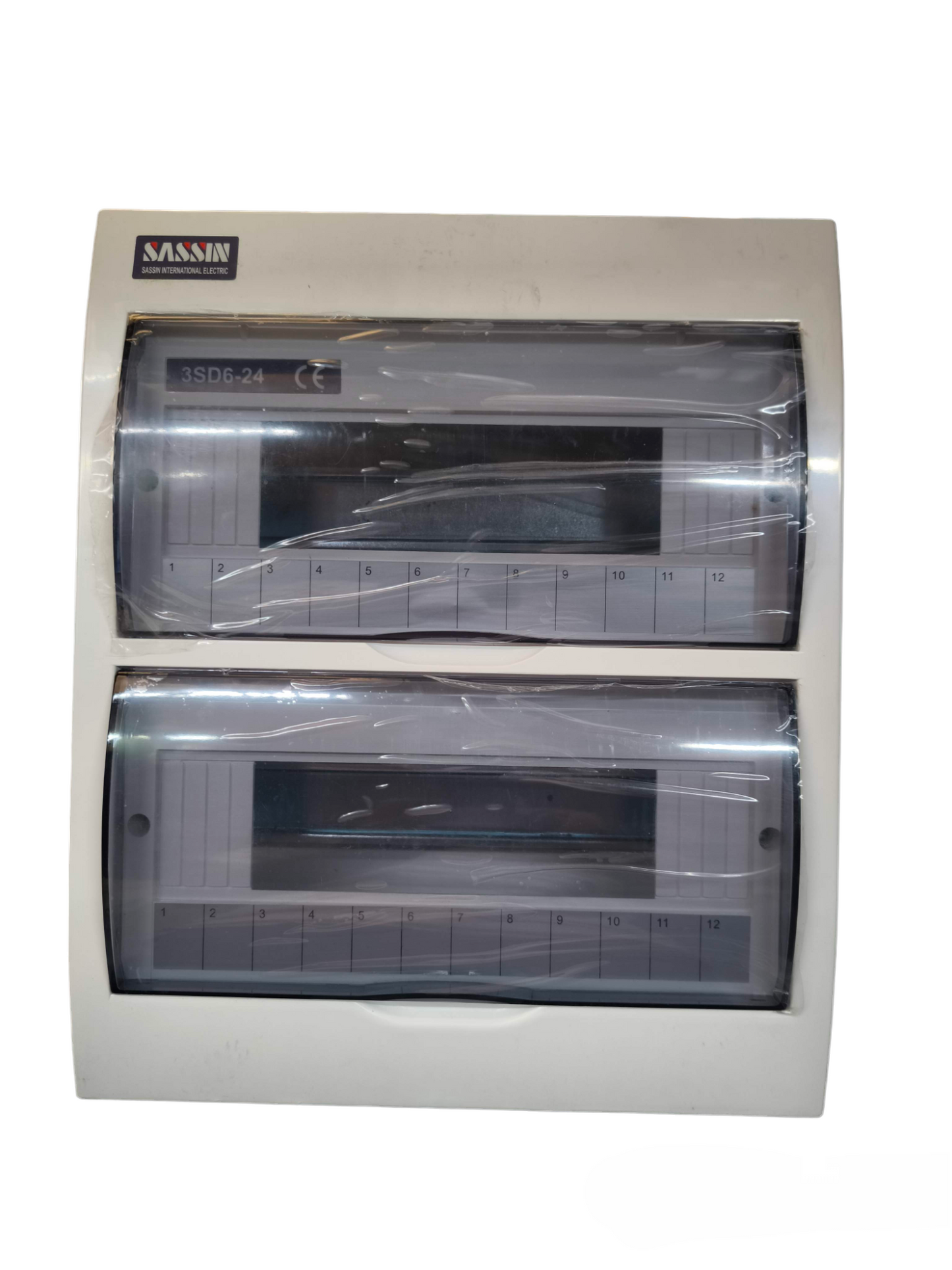 Sassin 36 ways recessed panel board electrical circuitry with dual transparent covers