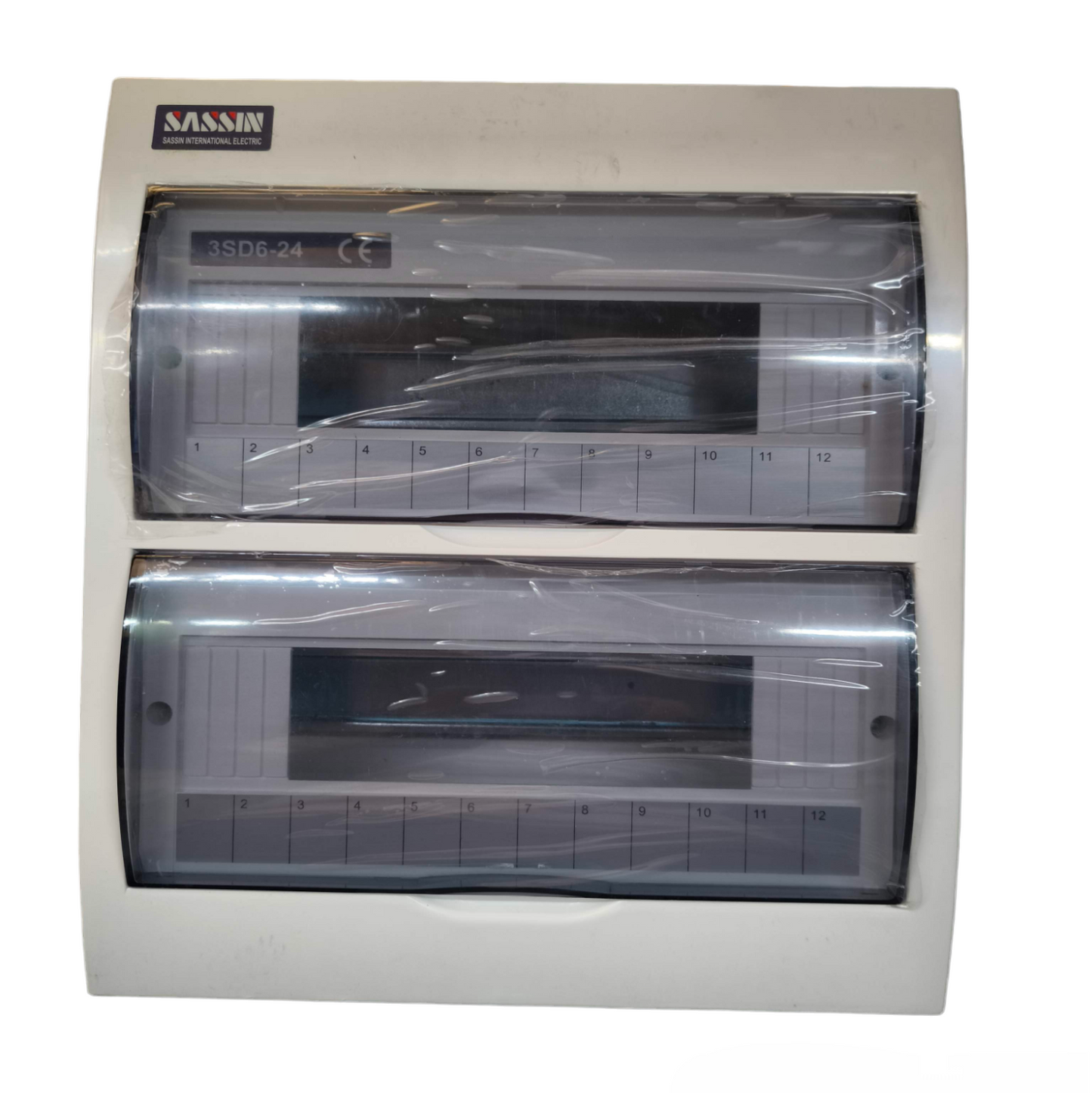 Sassin 36 ways recessed panel board electrical circuitry with dual transparent covers